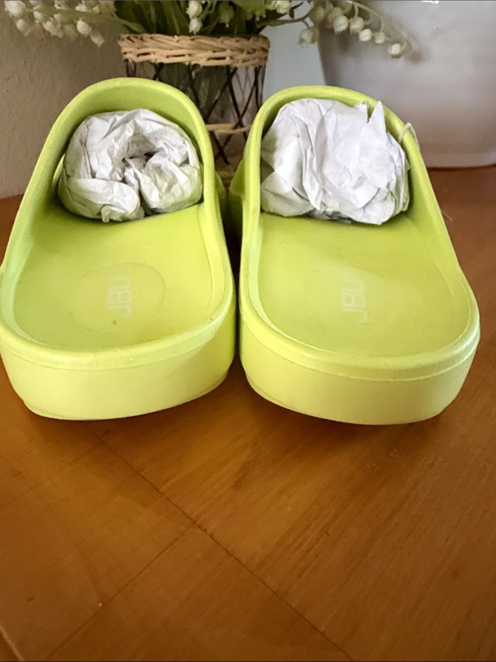 JBU Women's Lime Slide Sandals in Bright Lime - Picture 7 of 10